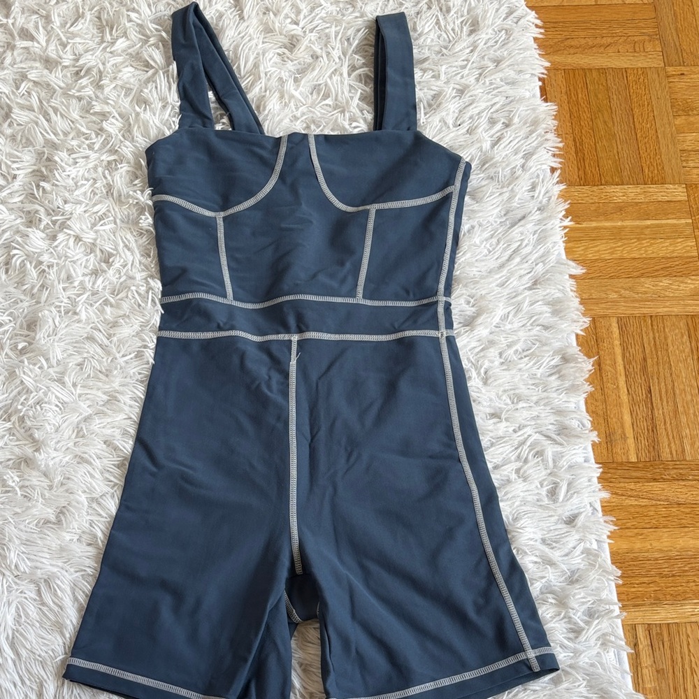WeWoreWhat Navy Jumpsuit with Gray Stitching